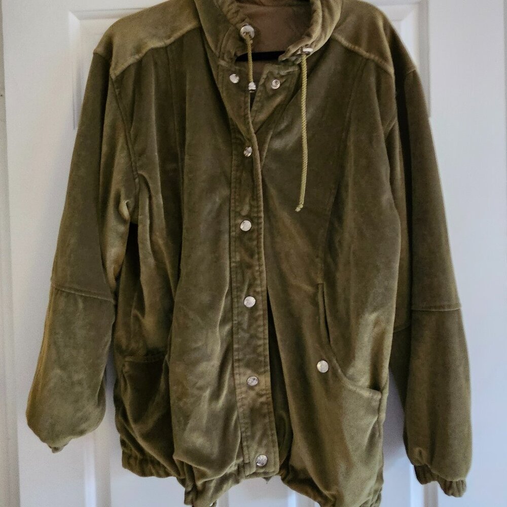 Womens S Green Velveteen Fall Jacket
